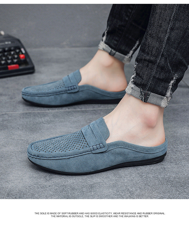Men's Beanie Shoes, Half-Cup Breathable Toe-Toe Slip-Ons, Slip-On Half-Slippers, Men's Heelless Loafers for Men