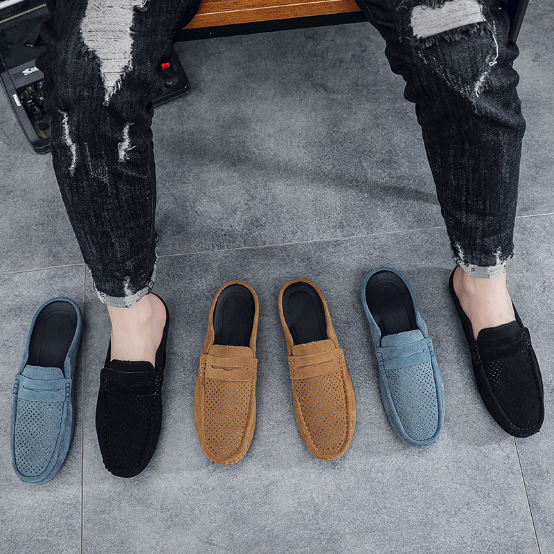 Men's Beanie Shoes, Half-Cup Breathable Toe-Toe Slip-Ons, Slip-On Half-Slippers, Men's Heelless Loafers for Men
