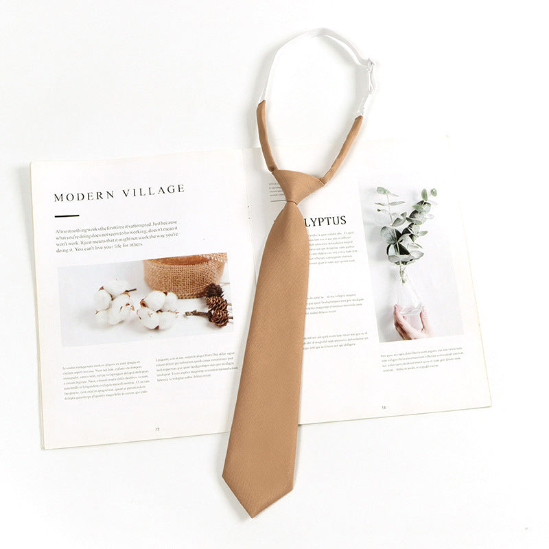 Japanese JK Academic Style Brown Retro Tie Female Lazy Wine-Free Red Shirt Accessories All-Match Black Stripe