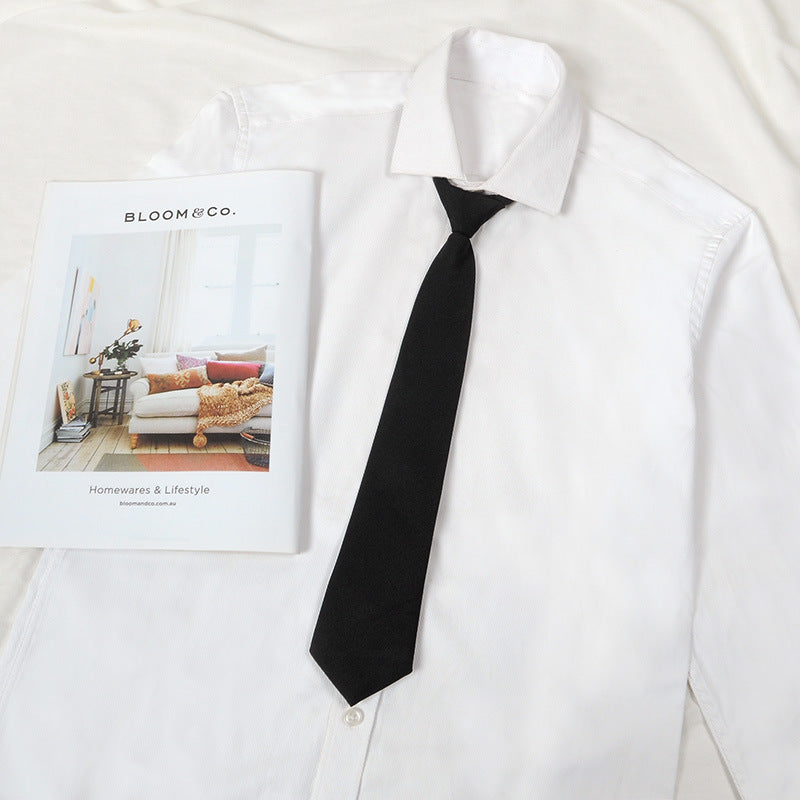 Japanese JK Academic Style Brown Retro Tie Female Lazy Wine-Free Red Shirt Accessories All-Match Black Stripe