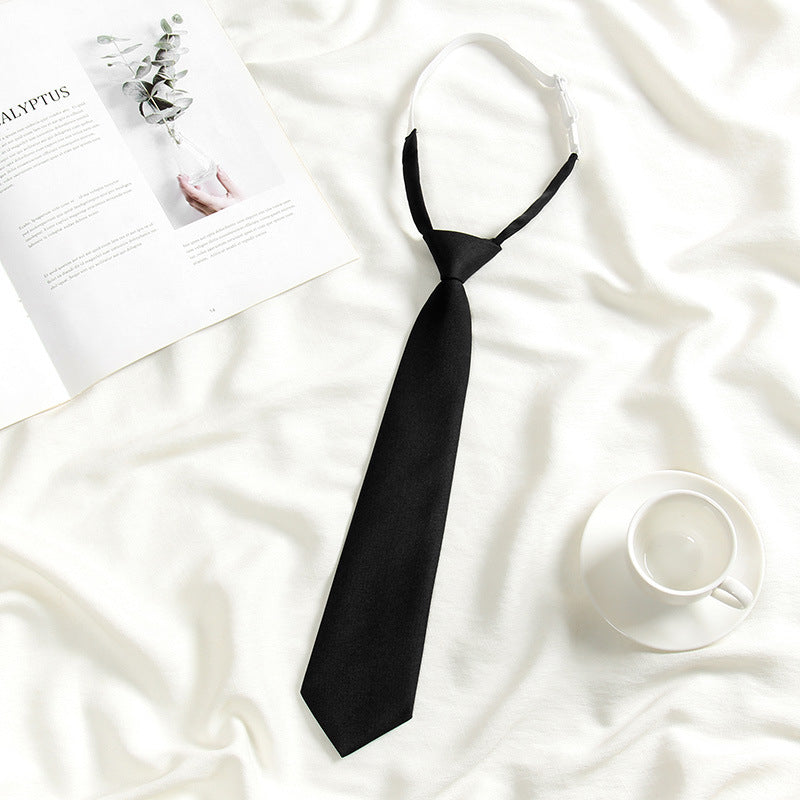 Japanese JK Academic Style Brown Retro Tie Female Lazy Wine-Free Red Shirt Accessories All-Match Black Stripe
