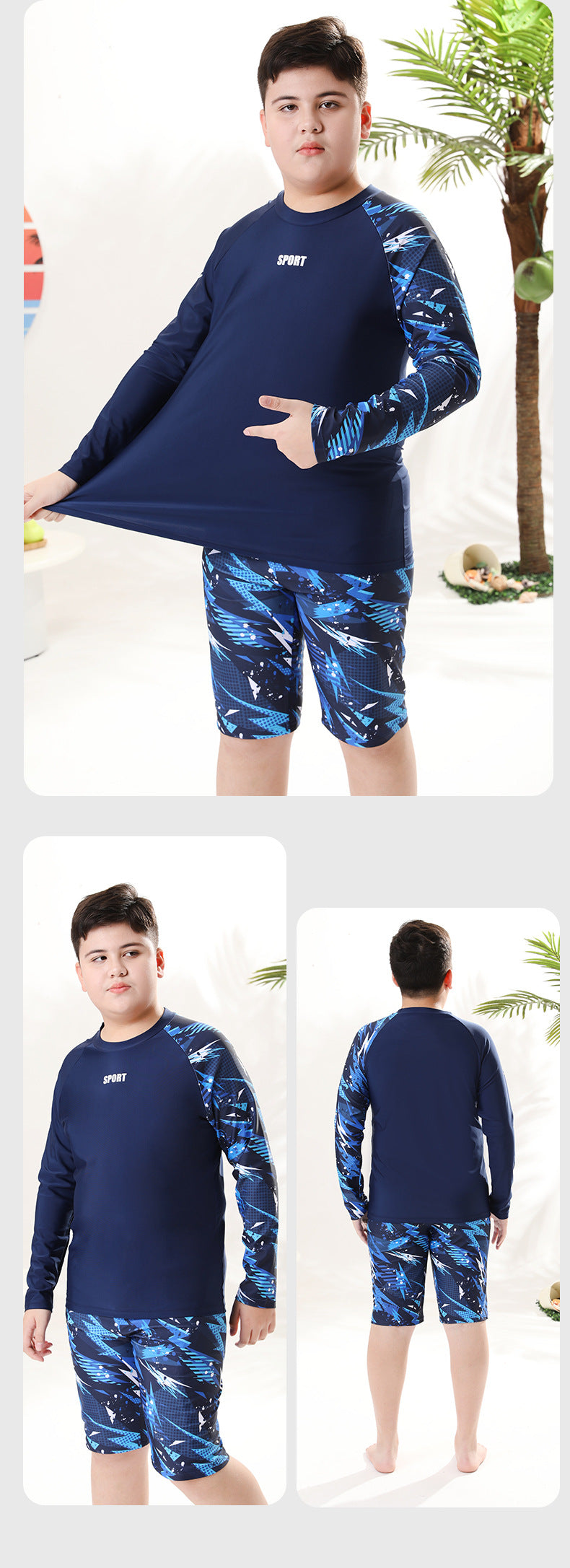 Children's Swimwear for Boys, Two-Piece Swim Trunks for Older Boys, 2026 New Model, Professional Sun-Protective Swimsuit, Hot Spring Set