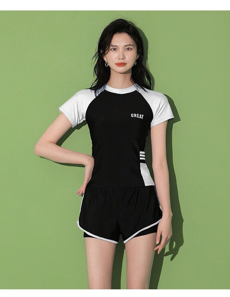 Women's Swimsuit Summer Split Casual Sports Super Fairy Ins Student Conservative Slimming Look Belly-Covering Swimming Pool Swimming Equipment