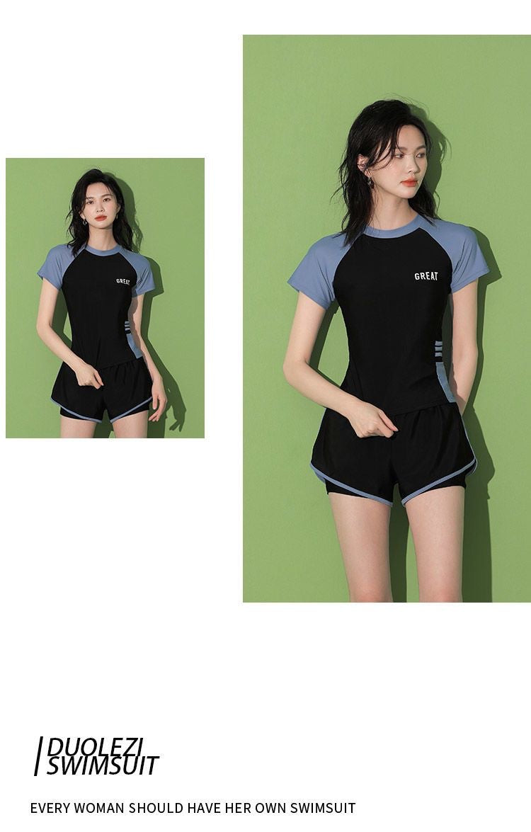 Women's Swimsuit Summer Split Casual Sports Super Fairy Ins Student Conservative Slimming Look Belly-Covering Swimming Pool Swimming Equipment
