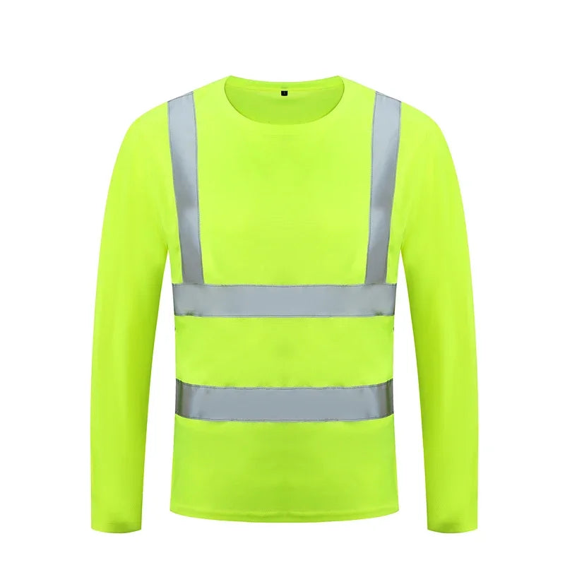 Wholesale Reflective Strip T-Shirt for Men, Long-Sleeved, Round Neck, Cross-Border, Plus Size, Sports Style, Large Size Round Neck T-Shirt