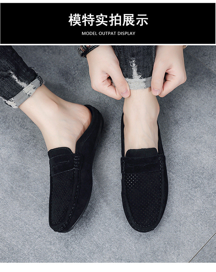 Men's Beanie Shoes, Half-Cup Breathable Toe-Toe Slip-Ons, Slip-On Half-Slippers, Men's Heelless Loafers for Men