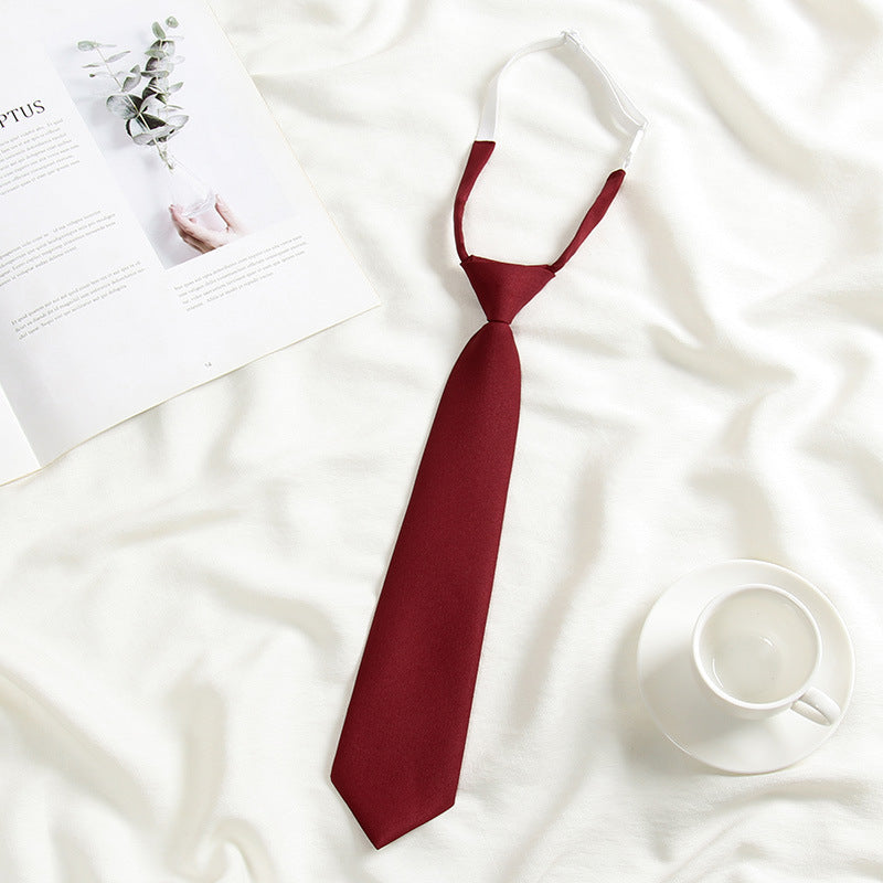 Japanese JK Academic Style Brown Retro Tie Female Lazy Wine-Free Red Shirt Accessories All-Match Black Stripe