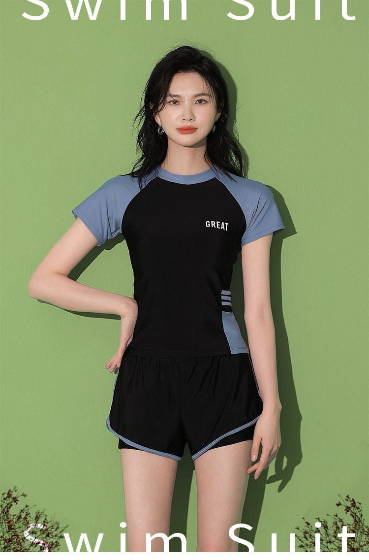 Women's Swimsuit Summer Split Casual Sports Super Fairy Ins Student Conservative Slimming Look Belly-Covering Swimming Pool Swimming Equipment