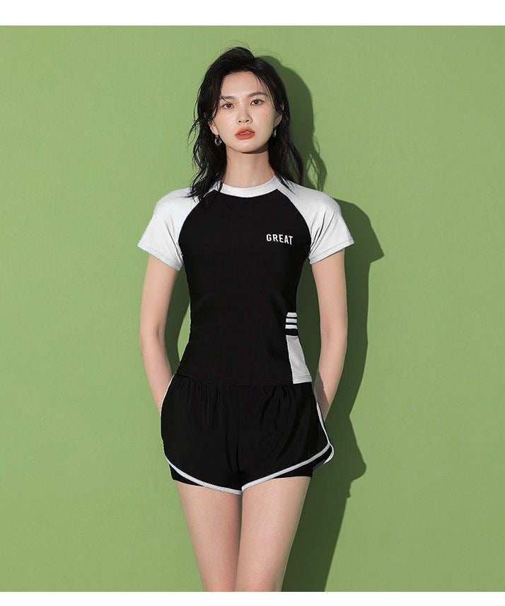 Women's Swimsuit Summer Split Casual Sports Super Fairy Ins Student Conservative Slimming Look Belly-Covering Swimming Pool Swimming Equipment