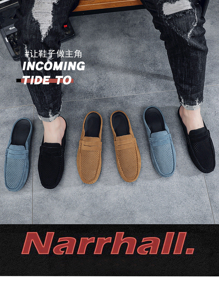 Men's Beanie Shoes, Half-Cup Breathable Toe-Toe Slip-Ons, Slip-On Half-Slippers, Men's Heelless Loafers for Men