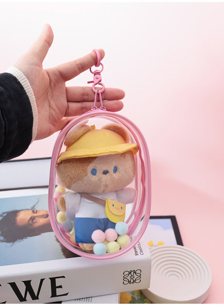 15cm Baby Bag Cotton Doll Pain Bag Trendyy Hand-Made Doll Outing Bag Double Zipper Thickeneded Transparent Baby Walking Bag
