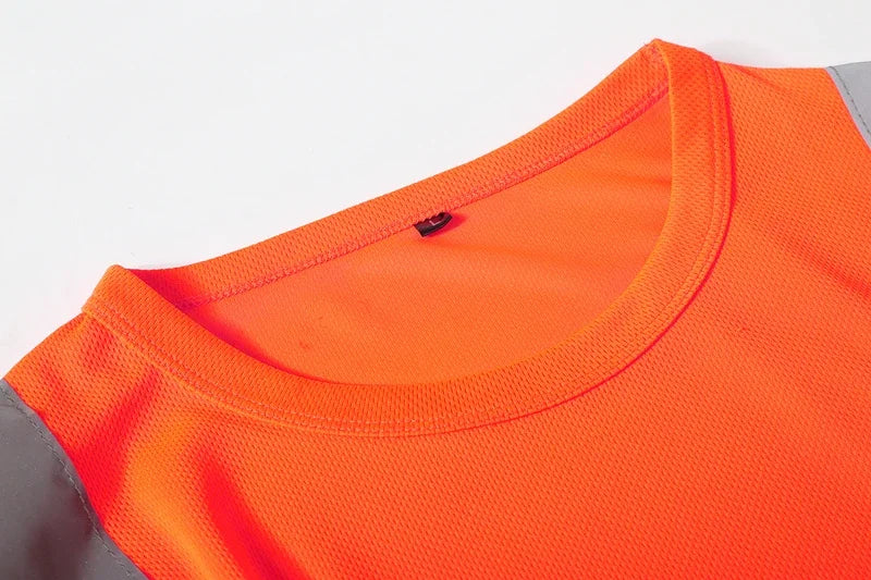 Wholesale Reflective Strip T-Shirt for Men, Long-Sleeved, Round Neck, Cross-Border, Plus Size, Sports Style, Large Size Round Neck T-Shirt