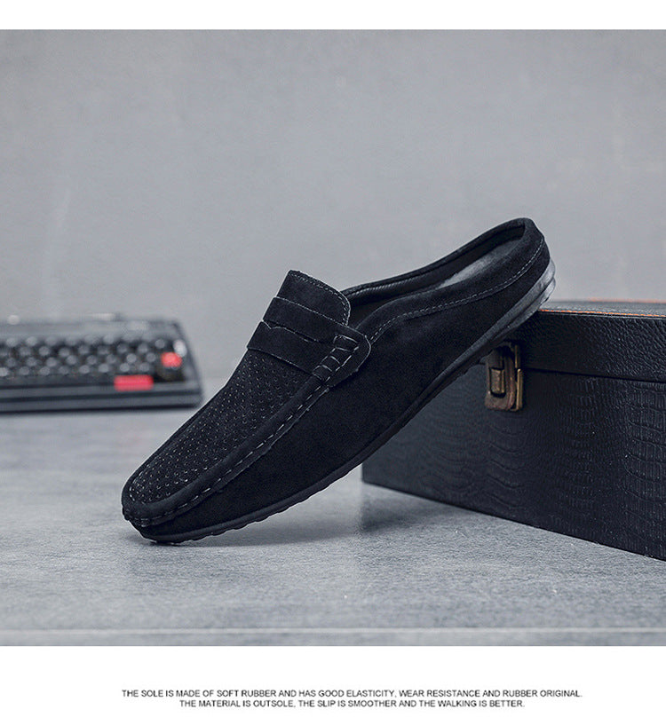 Men's Beanie Shoes, Half-Cup Breathable Toe-Toe Slip-Ons, Slip-On Half-Slippers, Men's Heelless Loafers for Men