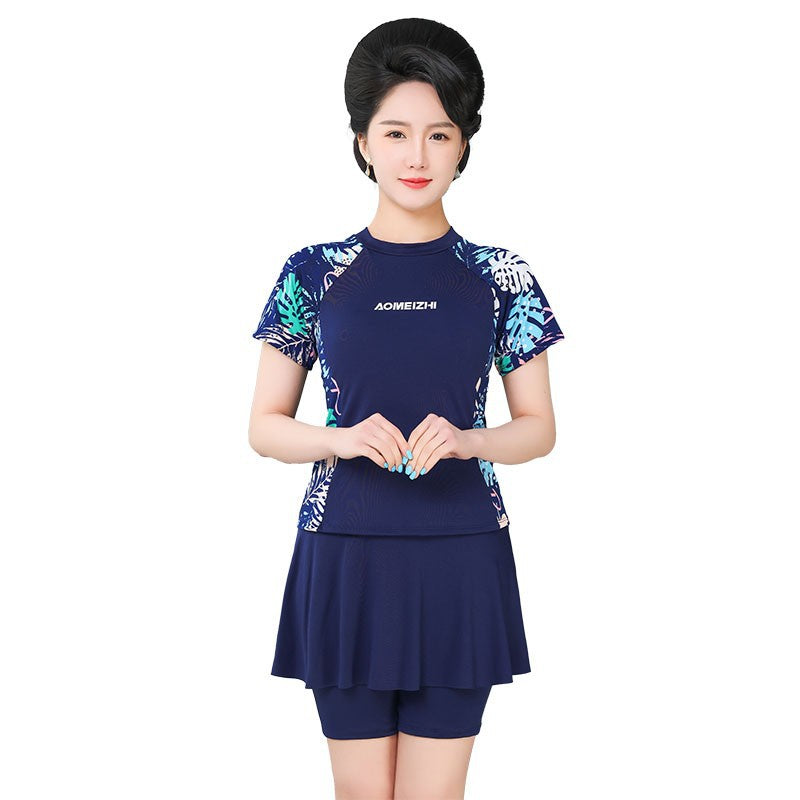 Fifth pants mother plus size swimsuit hot spring split fat mm200 kg belly covering slimming middle-aged and elderly swimming suit skirt