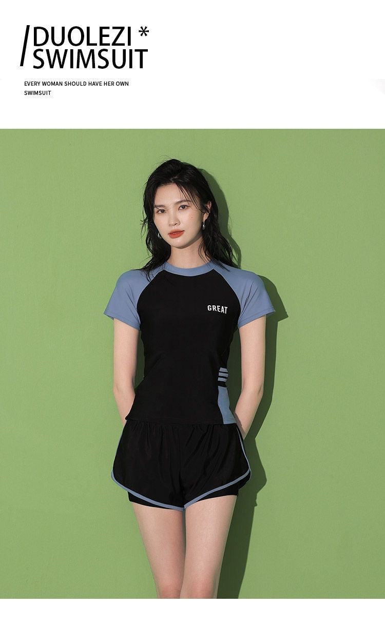 Women's Swimsuit Summer Split Casual Sports Super Fairy Ins Student Conservative Slimming Look Belly-Covering Swimming Pool Swimming Equipment