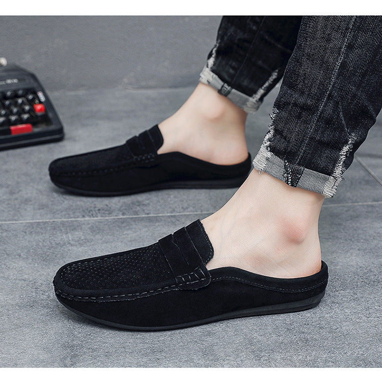 Men's Beanie Shoes, Half-Cup Breathable Toe-Toe Slip-Ons, Slip-On Half-Slippers, Men's Heelless Loafers for Men