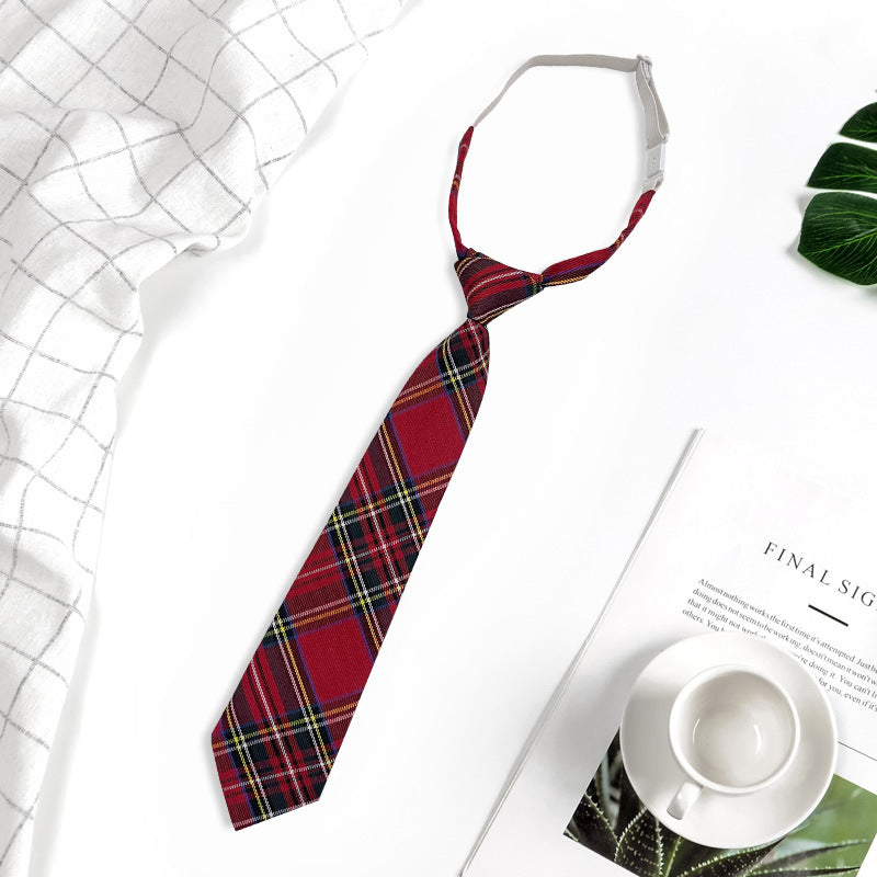 Japanese JK Academic Style Brown Retro Tie Female Lazy Wine-Free Red Shirt Accessories All-Match Black Stripe