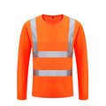 Wholesale Reflective Strip T-Shirt for Men, Long-Sleeved, Round Neck, Cross-Border, Plus Size, Sports Style, Large Size Round Neck T-Shirt