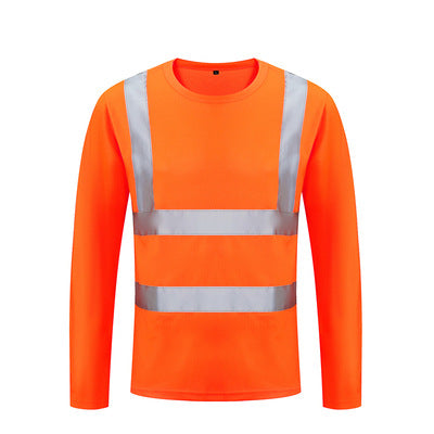 Wholesale Reflective Strip T-Shirt for Men, Long-Sleeved, Round Neck, Cross-Border, Plus Size, Sports Style, Large Size Round Neck T-Shirt