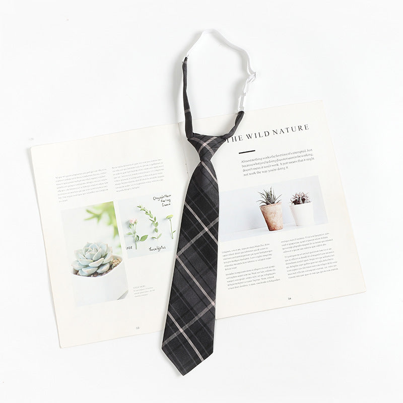 Japanese JK Academic Style Brown Retro Tie Female Lazy Wine-Free Red Shirt Accessories All-Match Black Stripe