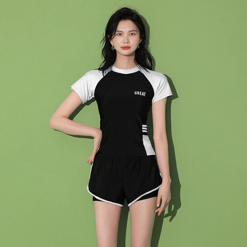Women's Swimsuit Summer Split Casual Sports Super Fairy Ins Student Conservative Slimming Look Belly-Covering Swimming Pool Swimming Equipment
