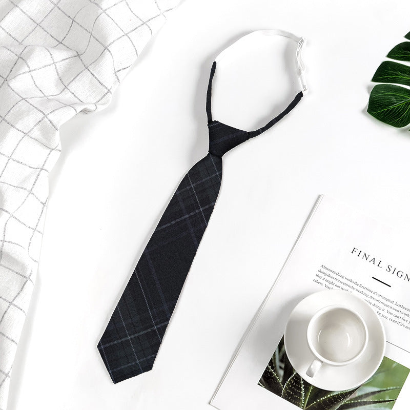 Japanese JK Academic Style Brown Retro Tie Female Lazy Wine-Free Red Shirt Accessories All-Match Black Stripe