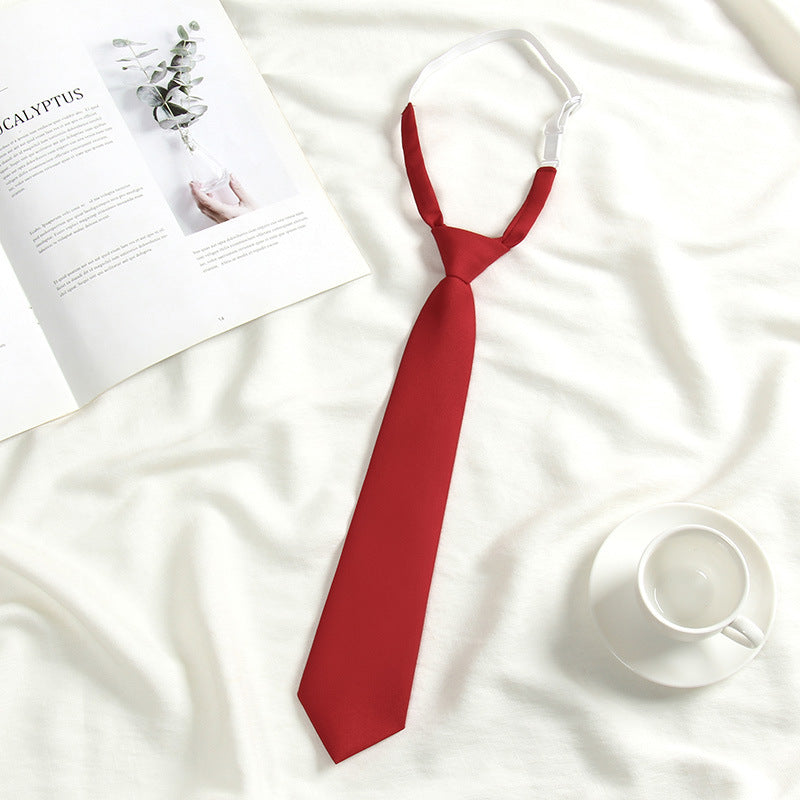 Japanese JK Academic Style Brown Retro Tie Female Lazy Wine-Free Red Shirt Accessories All-Match Black Stripe