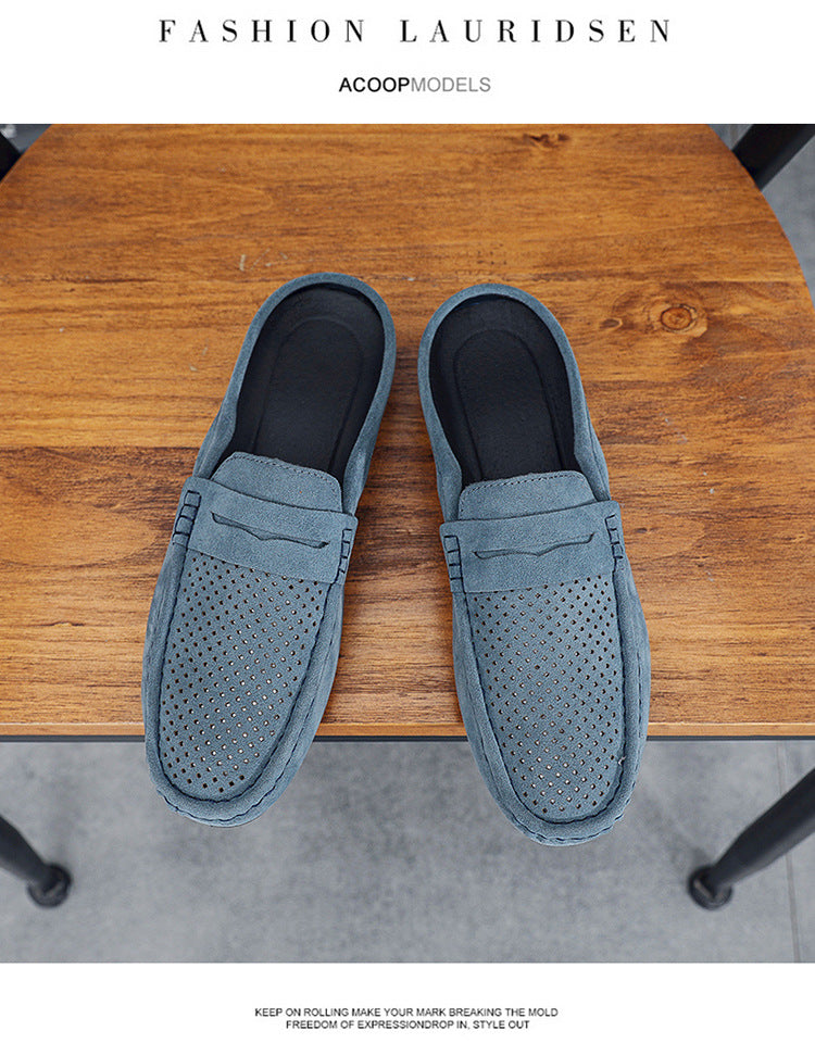 Men's Beanie Shoes, Half-Cup Breathable Toe-Toe Slip-Ons, Slip-On Half-Slippers, Men's Heelless Loafers for Men