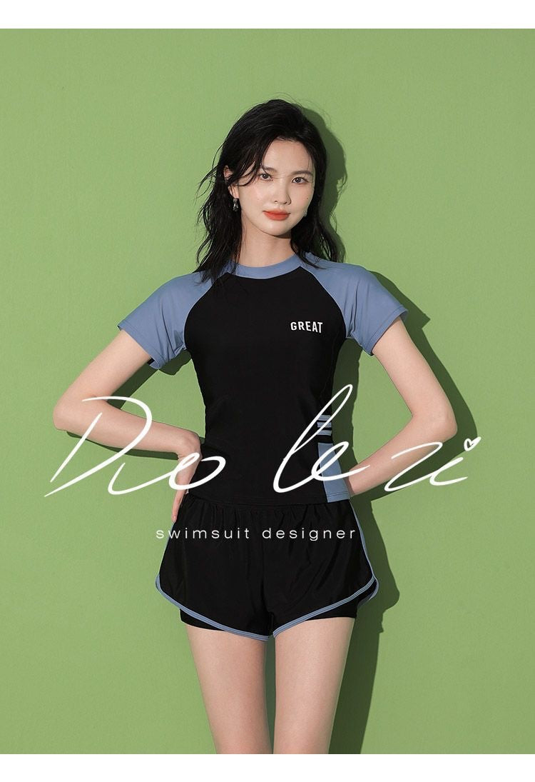 Women's Swimsuit Summer Split Casual Sports Super Fairy Ins Student Conservative Slimming Look Belly-Covering Swimming Pool Swimming Equipment
