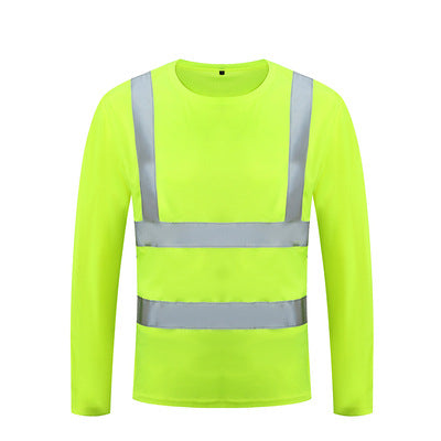 Wholesale Reflective Strip T-Shirt for Men, Long-Sleeved, Round Neck, Cross-Border, Plus Size, Sports Style, Large Size Round Neck T-Shirt