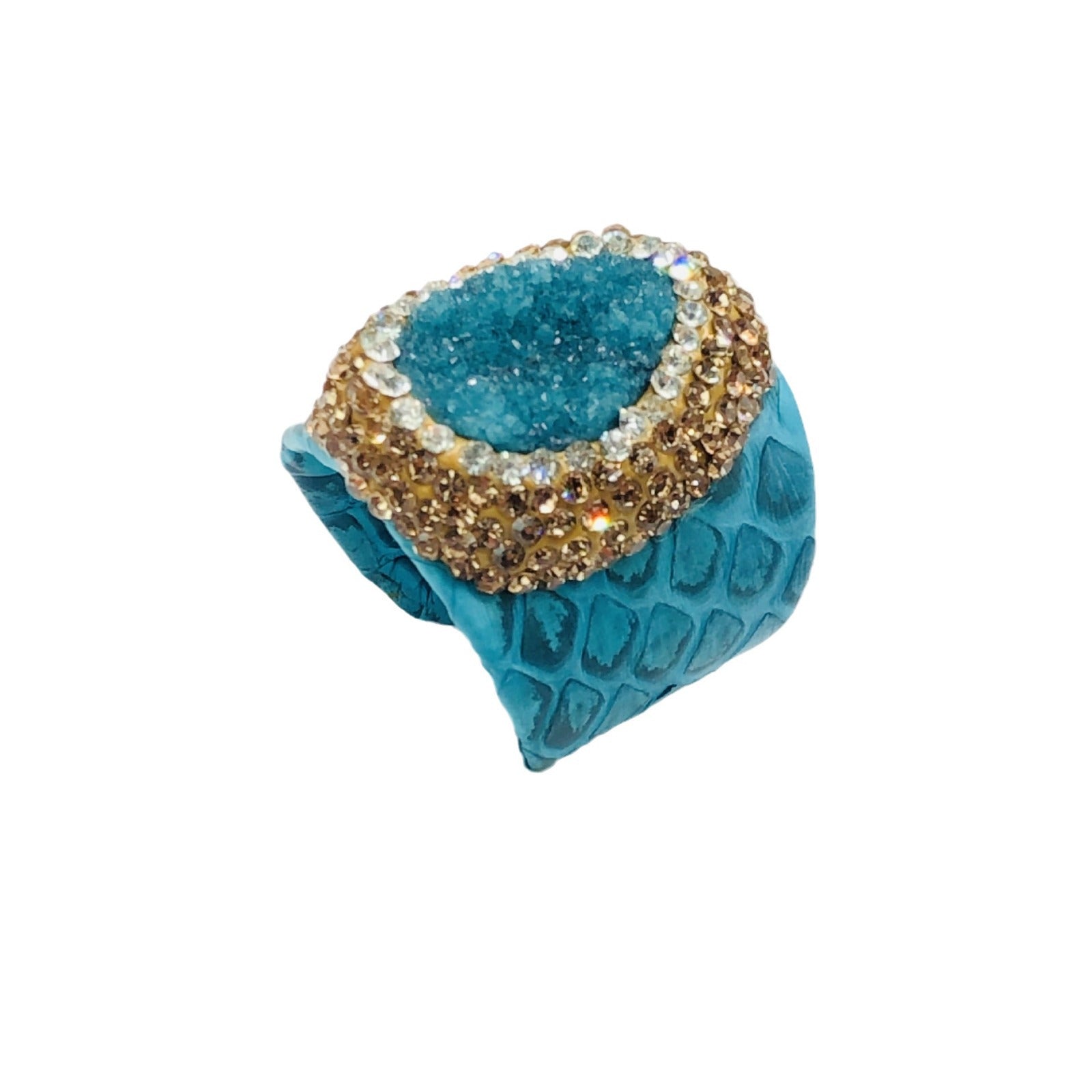 Blue Water Snakeskin Open Bracelet Ring Pendant Necklace Women's suit Handmade Diamond Bud Niche Design