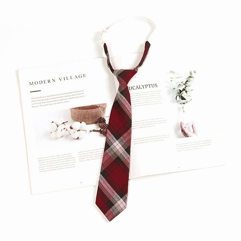 Japanese JK Academic Style Brown Retro Tie Female Lazy Wine-Free Red Shirt Accessories All-Match Black Stripe