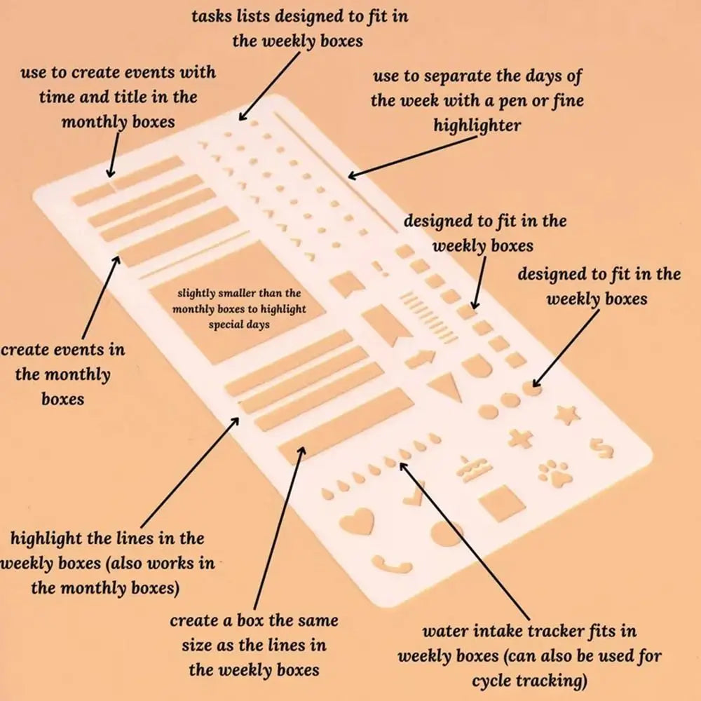 Manual Templates for Planning Calendar Reusable Dot Grid Handmade Flexible Record Template Transparent Flexible Journal Stencils