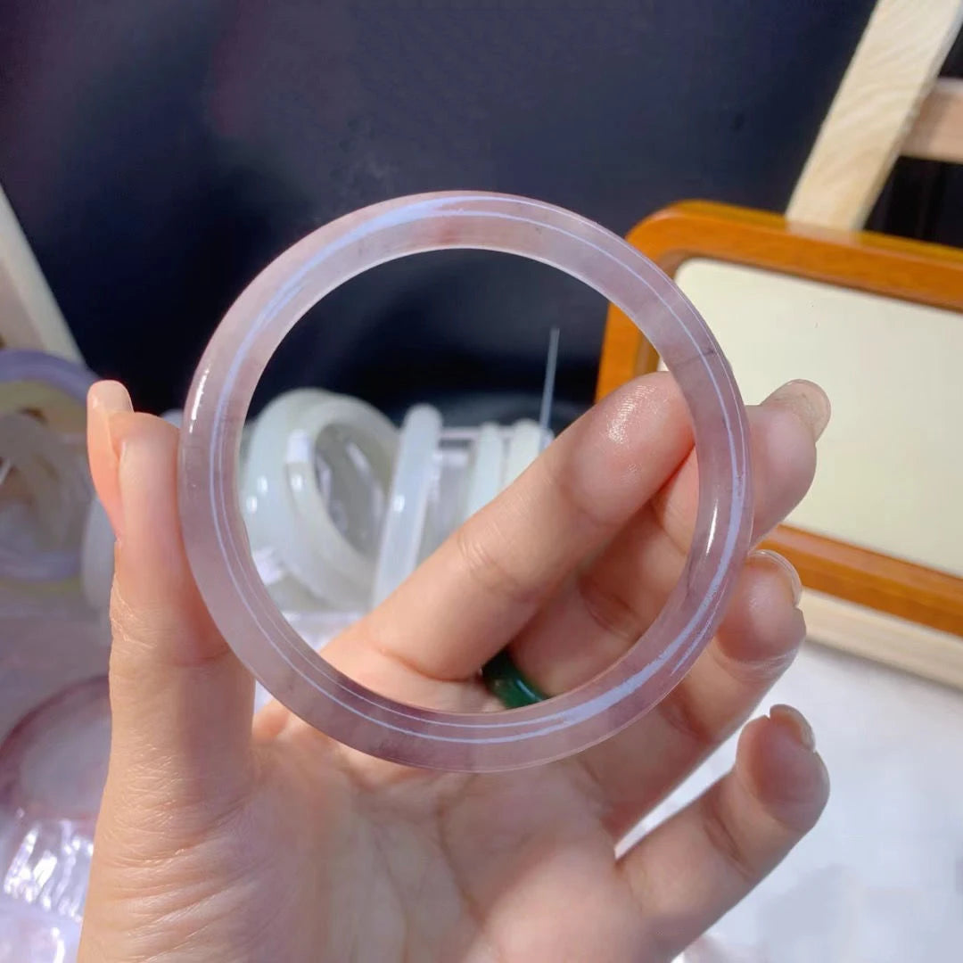 Guifei Round Strip Thick Glass Anti Jade Ice Penetrating Bangle Bracelet Ancient Palace Hanfu Jewelry Accessories
