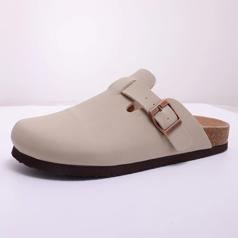 LItfun Leather Cork Slippers For Women Potato Mules Fashion Soft Insole Clogs Sandals With Adjustable Buckle Women Footbed Clogs