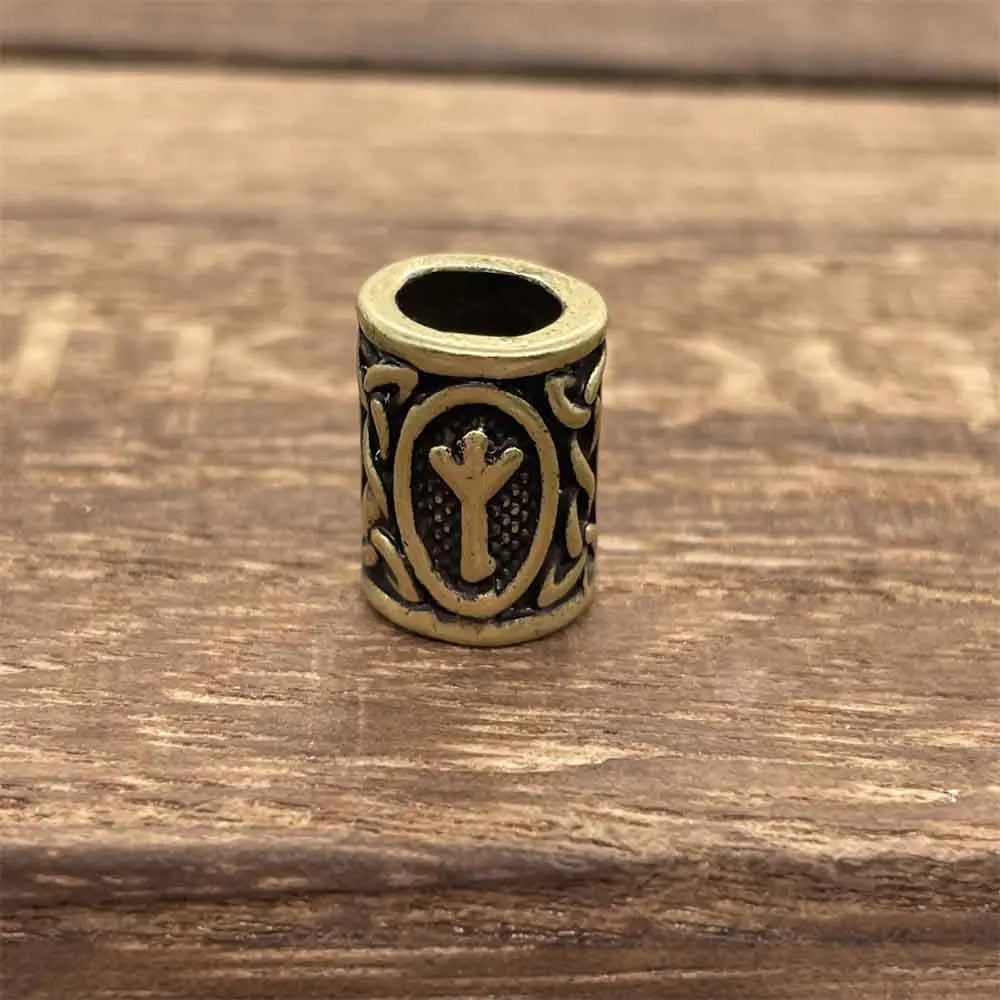 Nostalgia 1pcs Viking Vegvisir Compass Runes Metal Beads For Hair Beard Braids Bracelet Accessories Charms For Jewelry Making