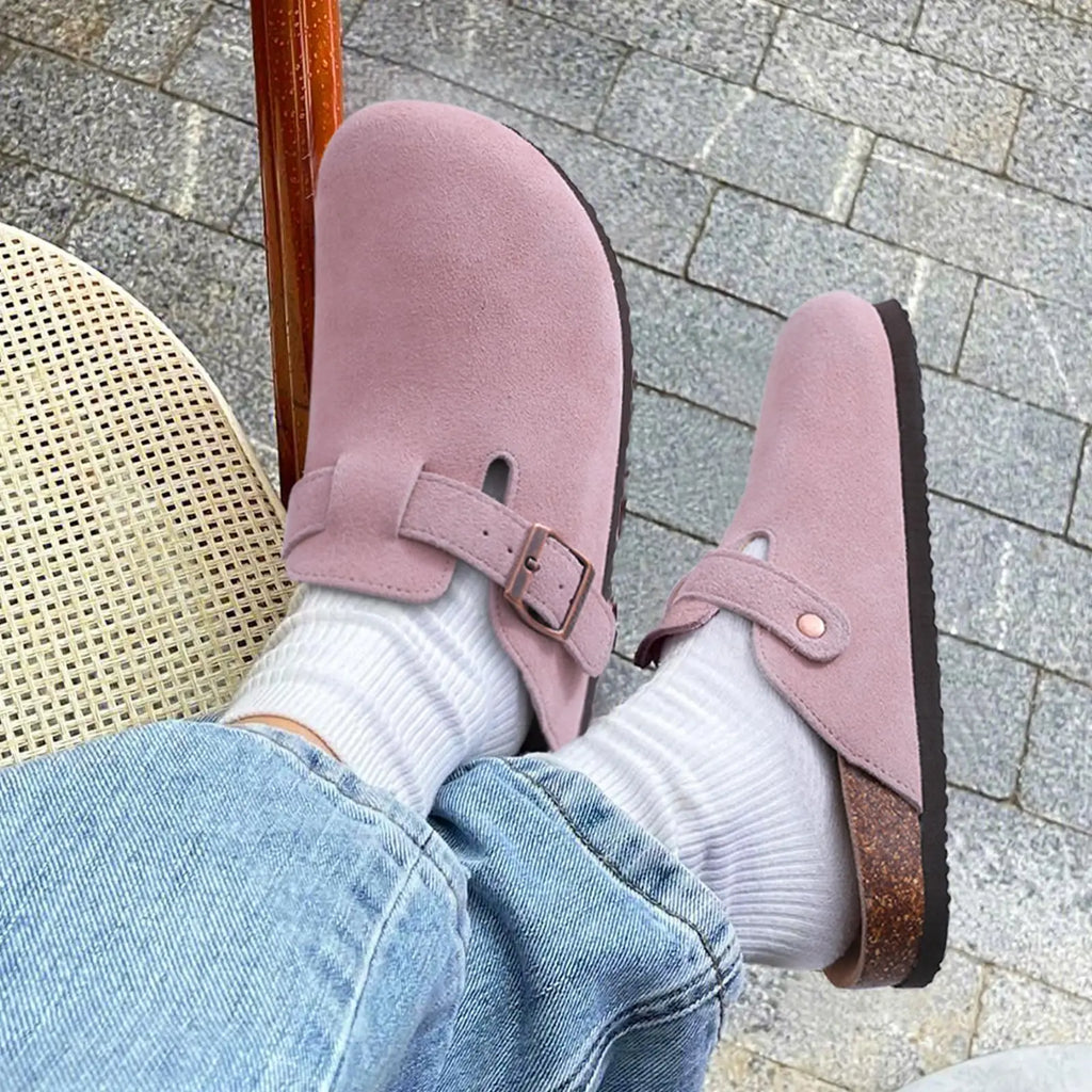LItfun Leather Cork Slippers For Women Potato Mules Fashion Soft Insole Clogs Sandals With Adjustable Buckle Women Footbed Clogs