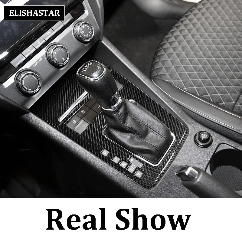 For Skoda Octavia 2015 2016 2017 2018 2019 Carbon Fiber Styling Protective Stickers Film Gear Panel Car Trim Accessories