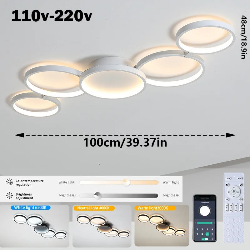 Led Ceiling Light 110V-220V 3 Colors App Bluetooth Dimming Modern Creativity Remote Control Living Room Bedroom Lamp