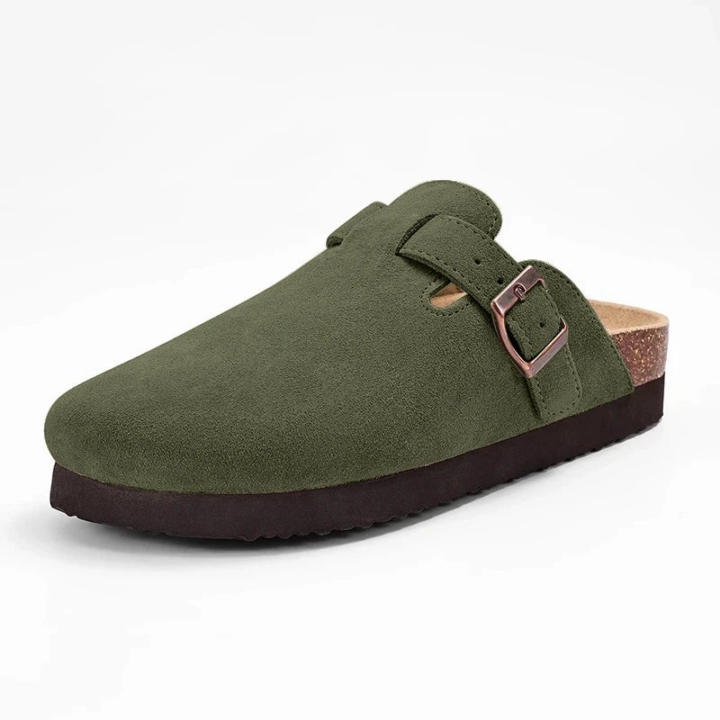 LItfun Leather Cork Slippers For Women Potato Mules Fashion Soft Insole Clogs Sandals With Adjustable Buckle Women Footbed Clogs