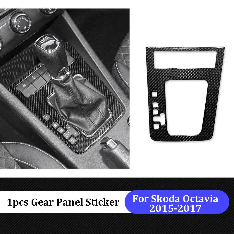 For Skoda Octavia 2015 2016 2017 2018 2019 Carbon Fiber Styling Protective Stickers Film Gear Panel Car Trim Accessories