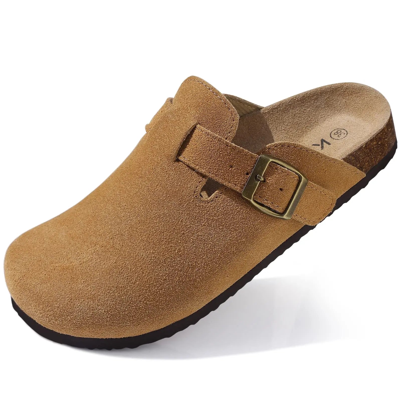 LItfun Leather Cork Slippers For Women Potato Mules Fashion Soft Insole Clogs Sandals With Adjustable Buckle Women Footbed Clogs