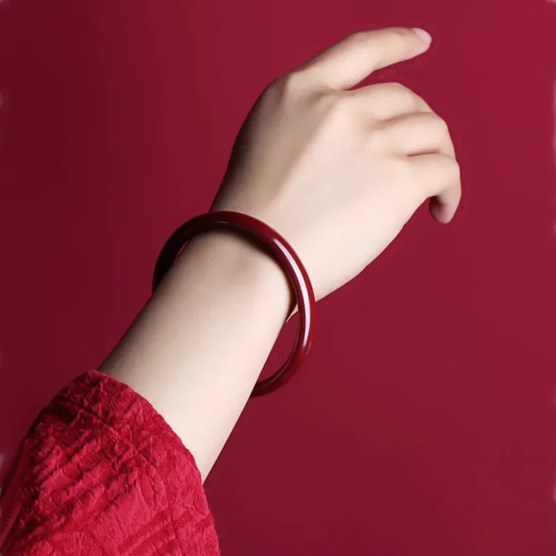 Beautiful Exquisite and Fashionable  Round Bar Thick Glass Anti Jade Transparent Ice Bracelet Ancient Palace Hanfu Jewelry