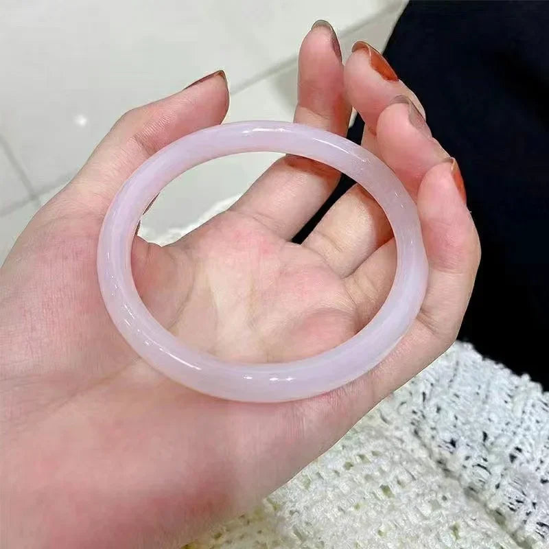 Guifei Round Strip Thick Glass Anti Jade Ice Penetrating Bangle Bracelet Ancient Palace Hanfu Jewelry Accessories