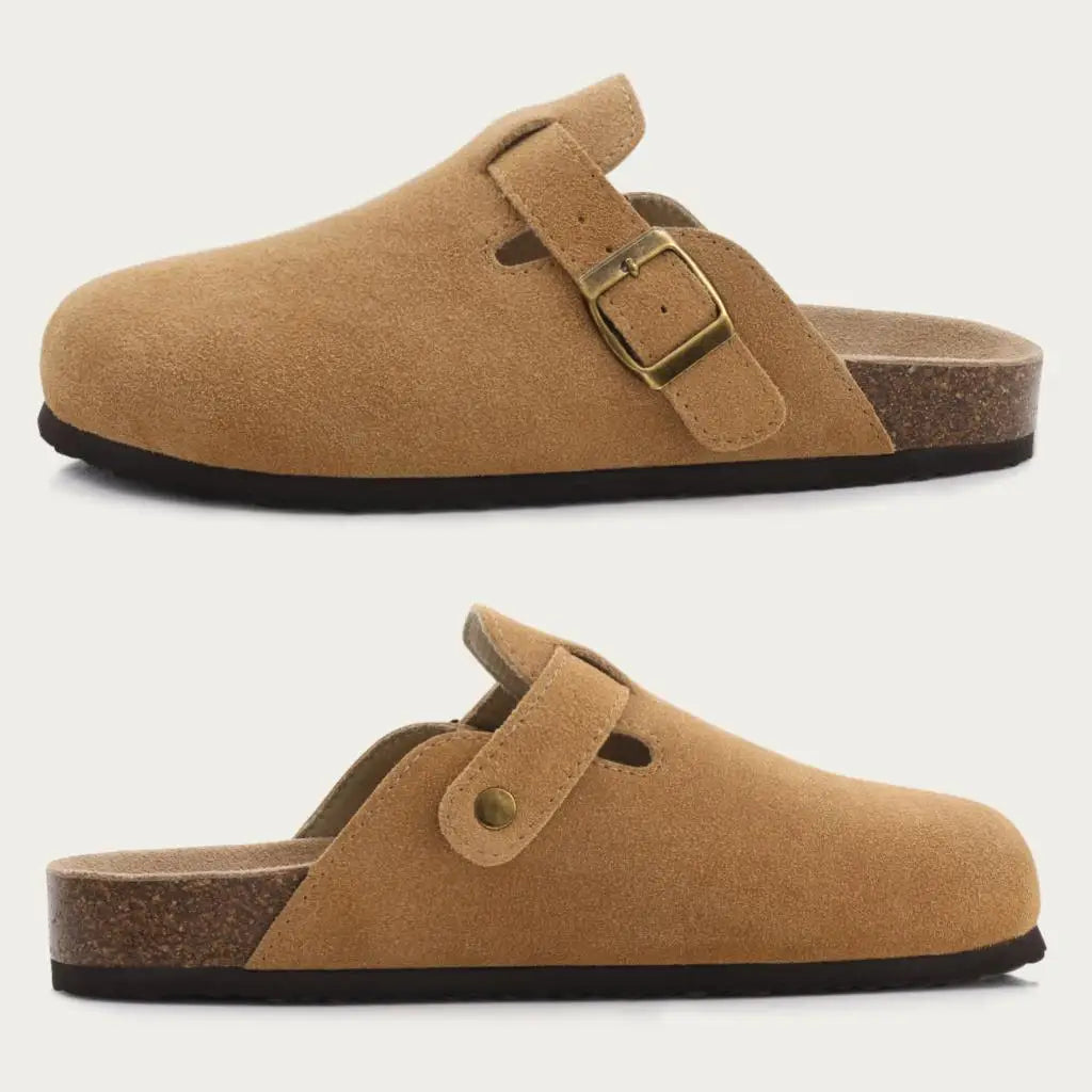 LItfun Leather Cork Slippers For Women Potato Mules Fashion Soft Insole Clogs Sandals With Adjustable Buckle Women Footbed Clogs