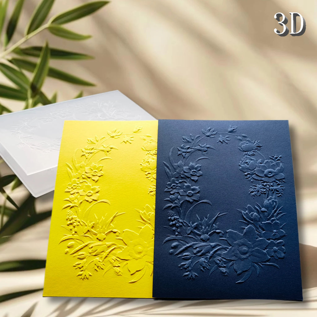 Design embossed folders with floral patterns and 3D plastic templates for DIY scrapbooks, suitable for business card printing, p