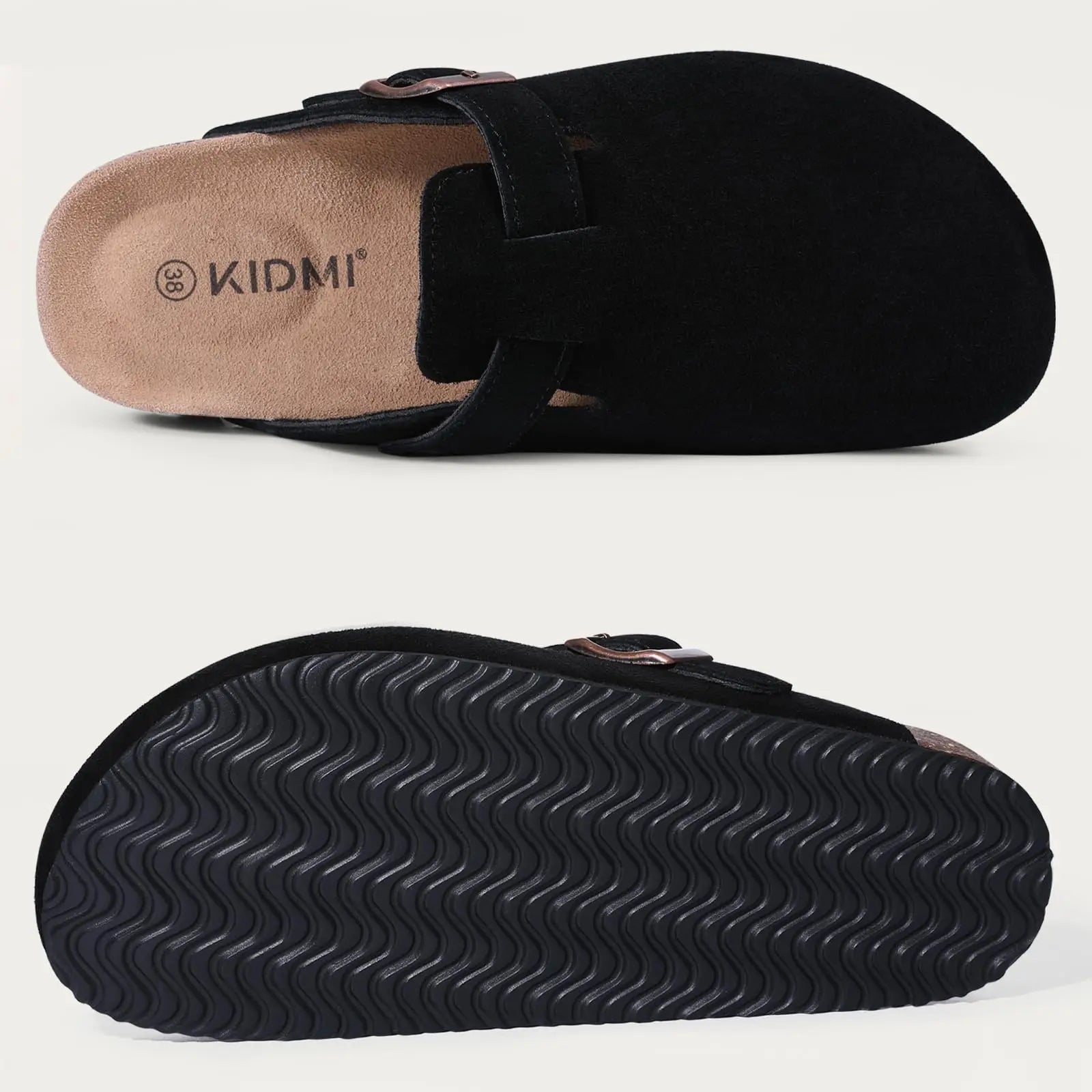 LItfun Leather Cork Slippers For Women Potato Mules Fashion Soft Insole Clogs Sandals With Adjustable Buckle Women Footbed Clogs