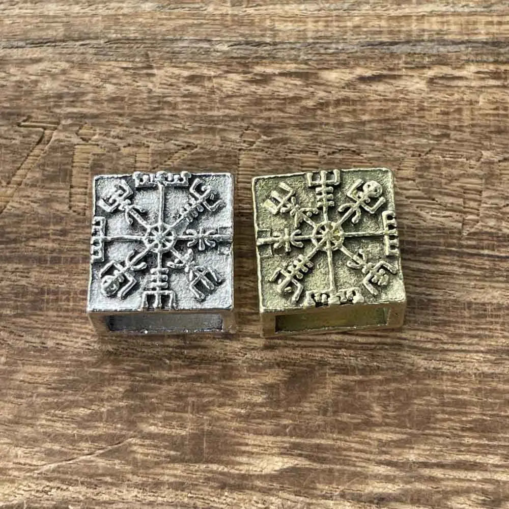 Nostalgia 1pcs Viking Vegvisir Compass Runes Metal Beads For Hair Beard Braids Bracelet Accessories Charms For Jewelry Making