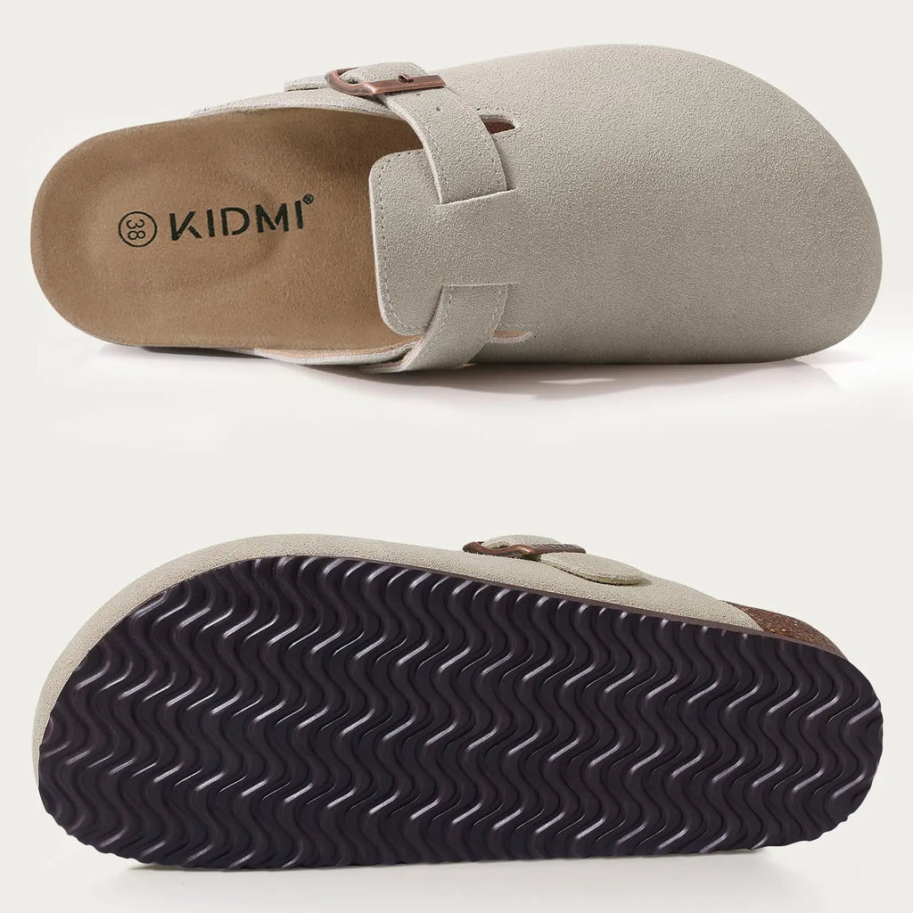 LItfun Leather Cork Slippers For Women Potato Mules Fashion Soft Insole Clogs Sandals With Adjustable Buckle Women Footbed Clogs