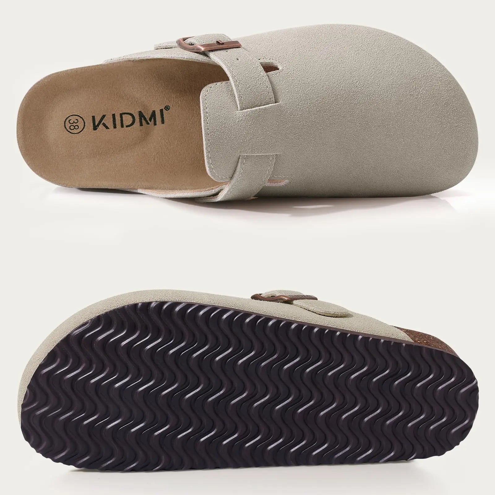 LItfun Leather Cork Slippers For Women Potato Mules Fashion Soft Insole Clogs Sandals With Adjustable Buckle Women Footbed Clogs